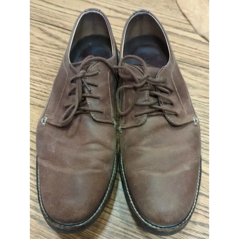 LL Bean Brown Leather Loafer Men's US 10.5 D Lace‎ Up Oxford Distressed Shoes
